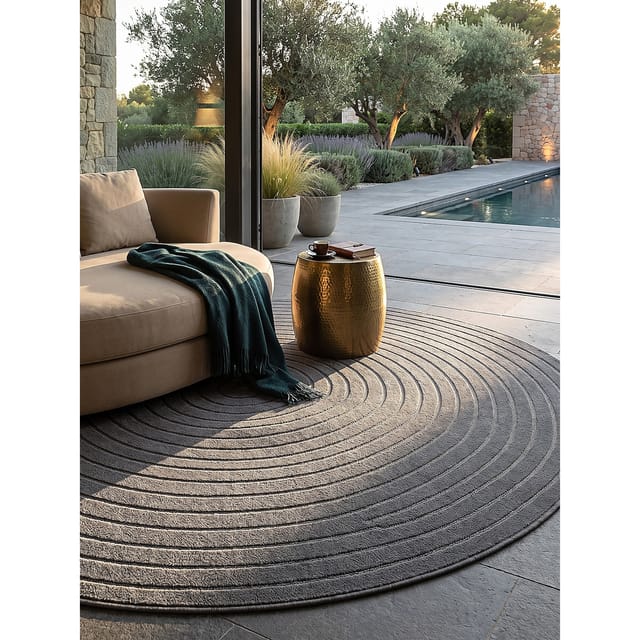 Outdoor-Teppich Niederflor Anthrazit 160x160 cm - MEZEN Kadima