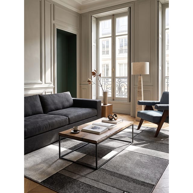 Teppich Polypropylen Grau 200x290 cm - BIENO Kadima Design
