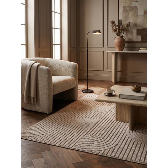 Flachgewebe-Teppich Hoch-Tief-Bögen Beige 140x200 cm Hoch-Tief Bögen