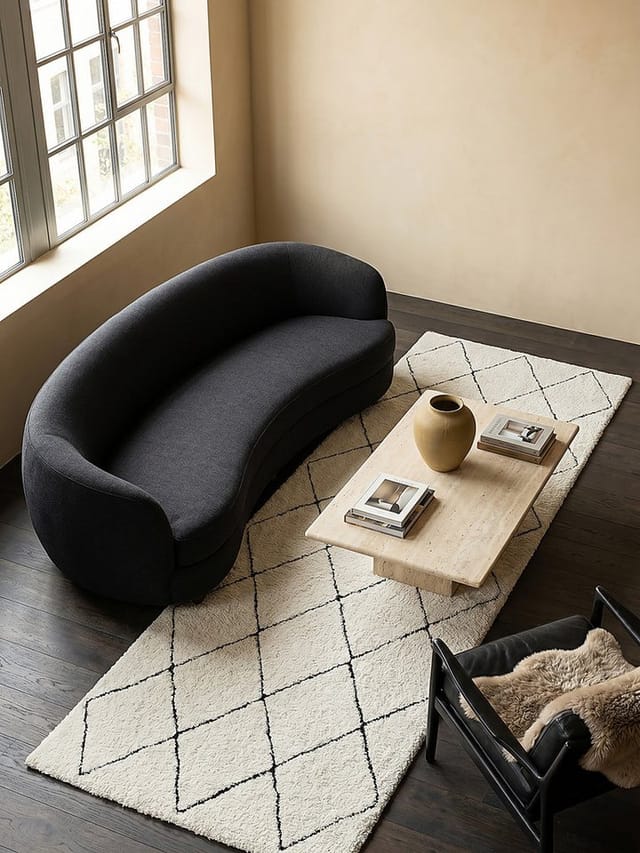 Shaggy-Teppich 30 mm Schwarz-Weiß 80x150 cm - ATRIO Kadima Design