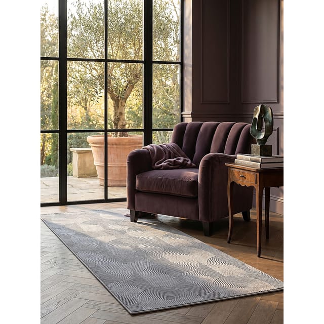 Läufer Kurzflor Grau 80x300 cm - DALAR Kadima Design