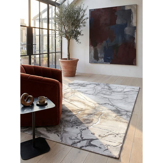 Teppich Polypropylen Grau 200x290 cm - SVEDA Kadima Design