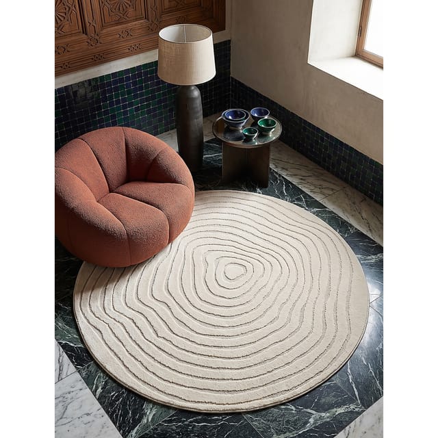 Teppich Pflegeleicht Creme 120x120 cm - CETINA Kadima Design