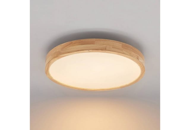 Lindby Deckenleuchten Lanira, LED, Holz Farbwechsel warmweiß / tageslicht IP20 mit Fernbedienung, LED 28,5 W gesamt, Farbwechsel warmweiß / tageslicht