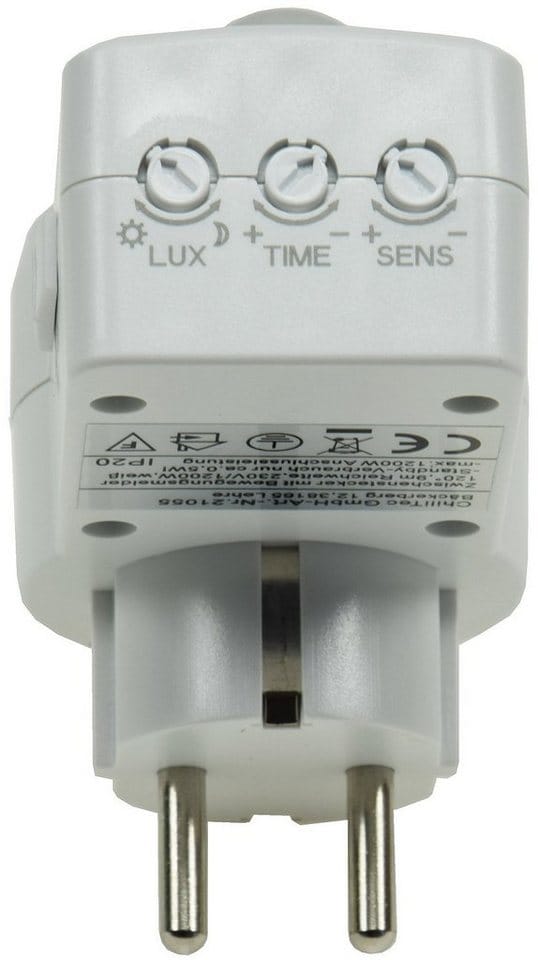 ChiliTec Bewegungsmelder Zwischensteckdose mit Bewegungsmelder, 120° 9m