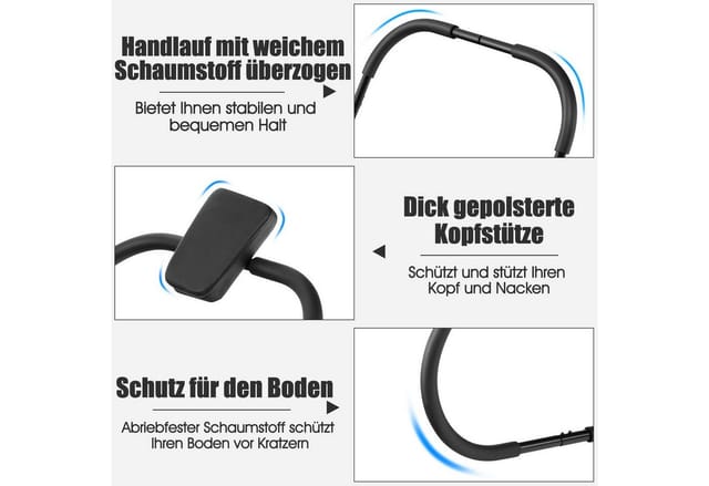 COSTWAY Bauchtrainer Bauchmuskeltrainer, mit gepolsterter Kopfstütze