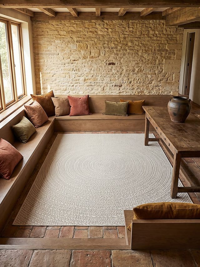 Flachgewebe-Teppich Polypropylen Creme 80x80 cm - CORDEV Kadima