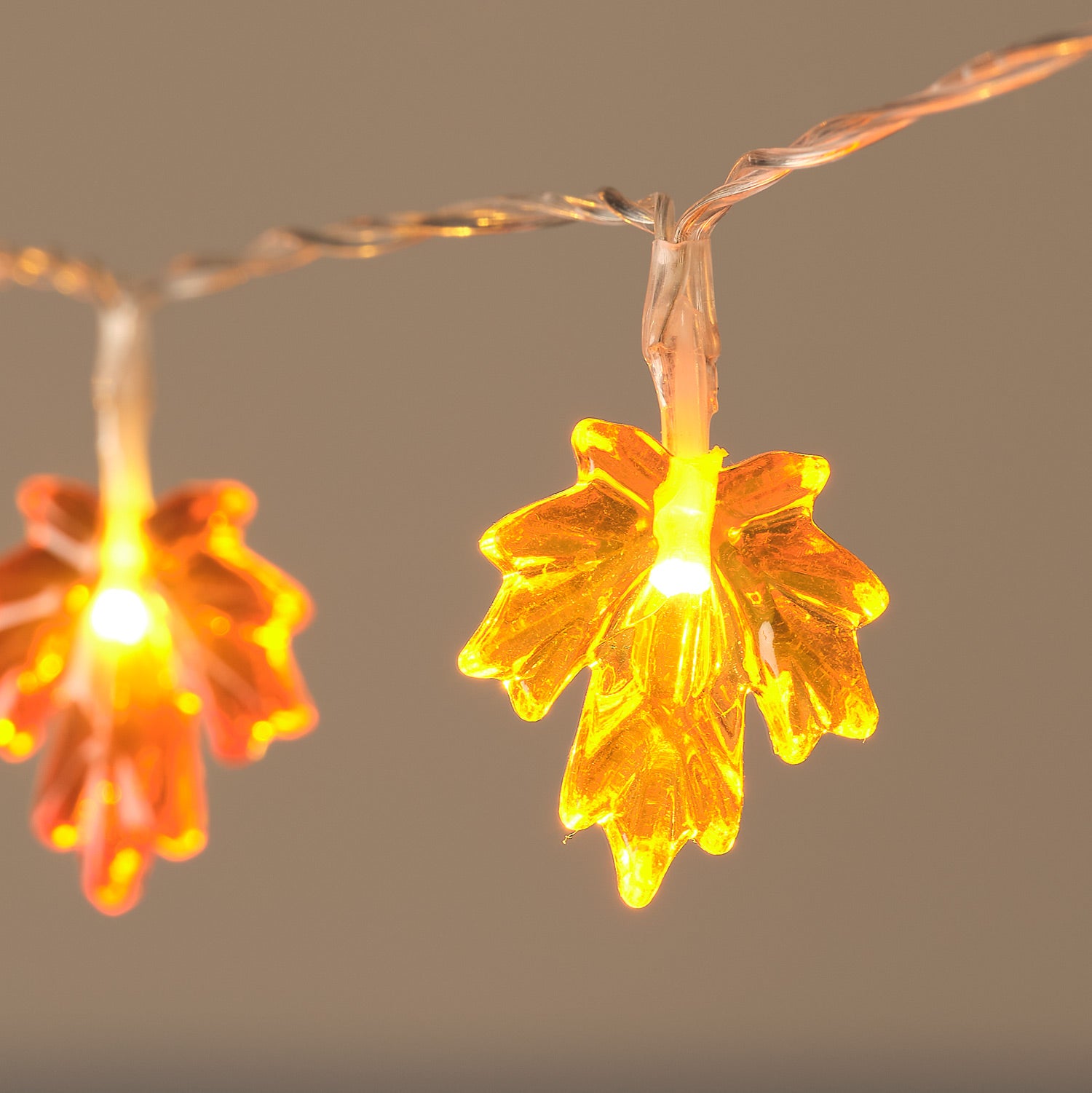 20er Ahornblatt LED-Lichterkette mit Timer Orange Bild 2