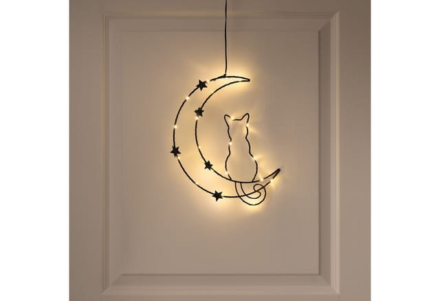 Osby LED-Halloween-Deko Katze & Mond mit Timer