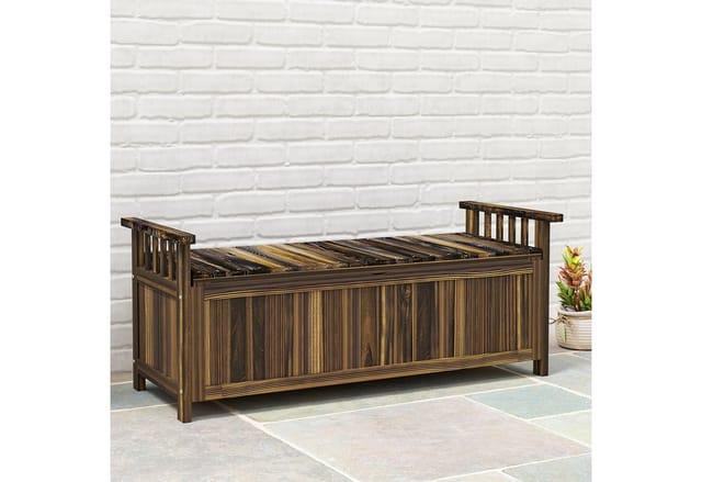 Outsunny Gartenbank Tannenholz 128 5L x 56B x 53 5H cm Verkohlt