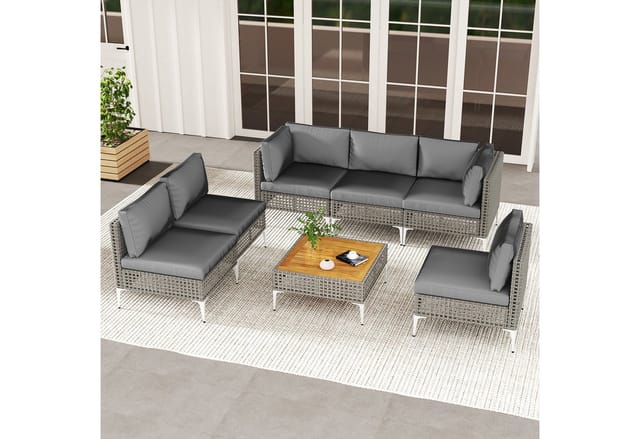 Costway Lounge Möbel Outdoor Balkonmöbel mit Tisch und Kissen