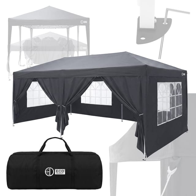 ECD Germany Pop Up Pavillon 3x6 m Anthrazit Faltpavillon Wasserdicht