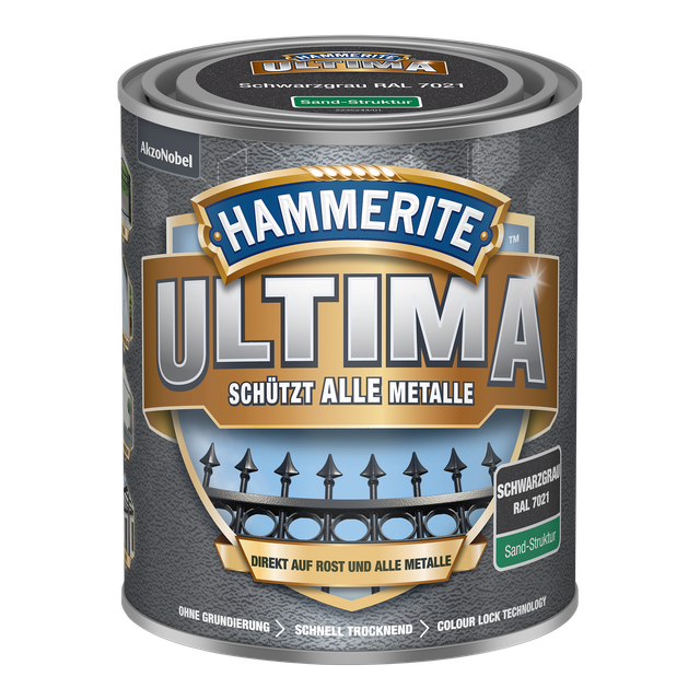 Hammerite Metallschutzlack 'Ultima Sand-Struktur' schwarzgrau RAL 7021 750 ml