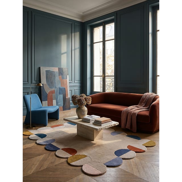 Wollteppich Kurzflor Rost-Natur 120 x 170 cm - HALLEIN Kadima Design