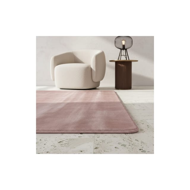 Kurzflorteppich Waschbar ISAR, einfarbig, aus Polyester, Rosa, Ø 200 cm
