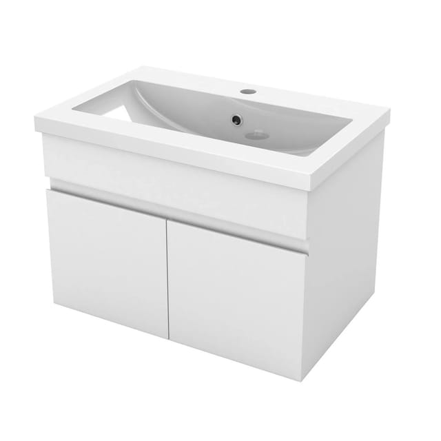 AICA Waschtisch mit Unterschrank 60 cm BERGEN Badmöbel Set 2 tlg. Waschbecken mit Unterschrank Weiß Matt Softclose