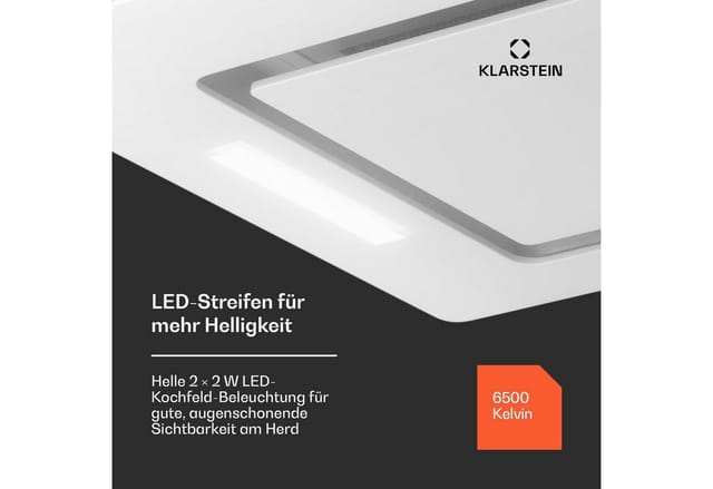 Hektor Eco Lüfterbaustein 52 cm 446 m³/h Touch Glas Weiß