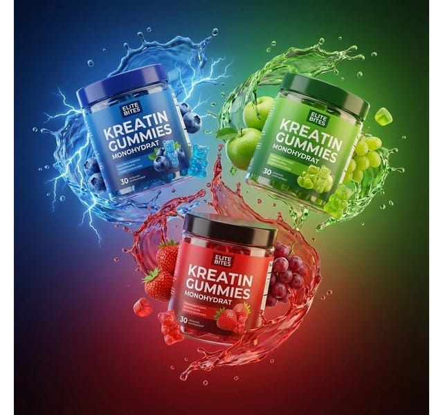 Riyashop Gummibärchenmaschine Elite Bites Kreatin Gummies, Blaubeere Geschmack, 120 Stück 1,25g