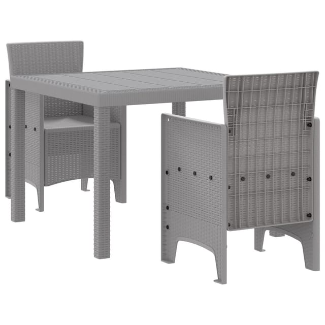 vidaXL 3-tlg Garten-Essgruppe Hellgrau Poly Rattan 3378687