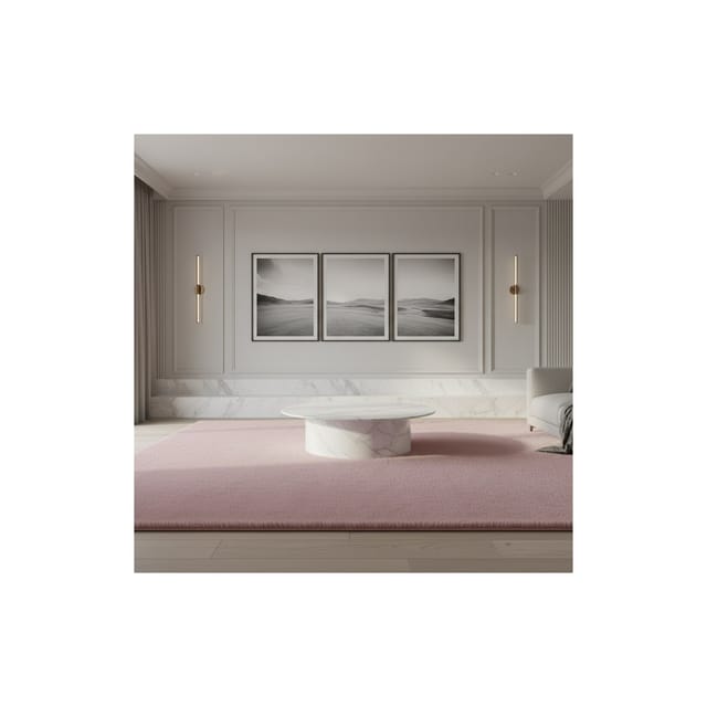 Kurzflorteppich Waschbar NECKAR, einfarbig, aus Polyester, Rosa, 80 x 250 cm