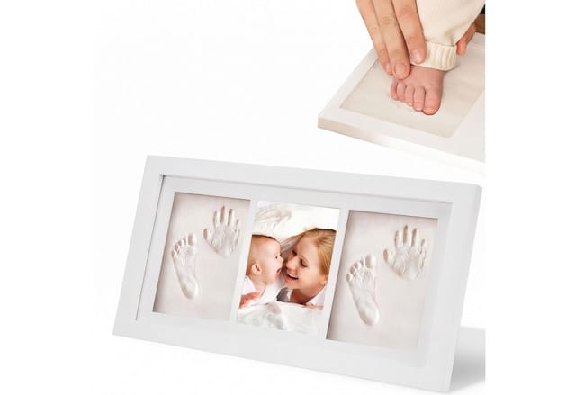 AIMAX Bilderrahmen zum Basteln Baby Handabdruck und Fußabdruck Set – Gipsabdruck Baby Hand und Fuß , (Abdruckset Baby Personalisierte Erinnerung & Geschenke, 1 St), Bilderrahmen collage Collagerahmen, für Neugeborene, Handabdruck Baby Bilderrahmen, Fußabdruck