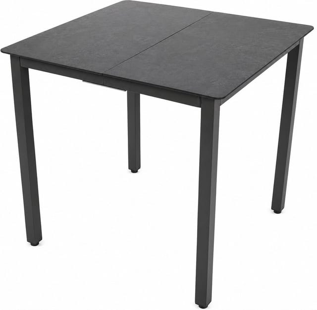 VCM Gartentisch Balkontisch Miami H. 73 x B. 80 x T. 80 cm, Gartentisch aus Glas und Aluminium, Anthrazit