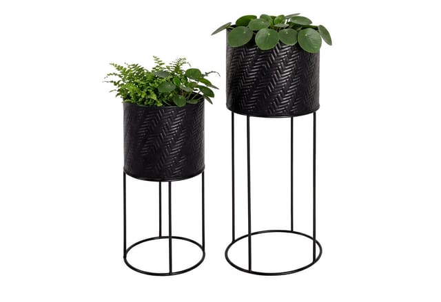 relaxdays Blumenständer Metall Blumenständer 2er Set, schwarz
