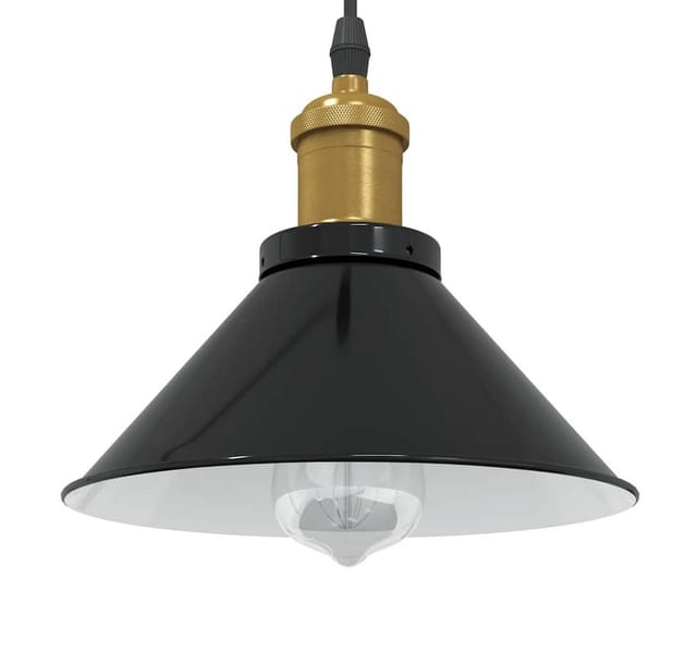 vidaXL Deckenleuchte Pendelleuchte Höhenverstellbar E27 Schwarz Glänzend Ø 22 cm