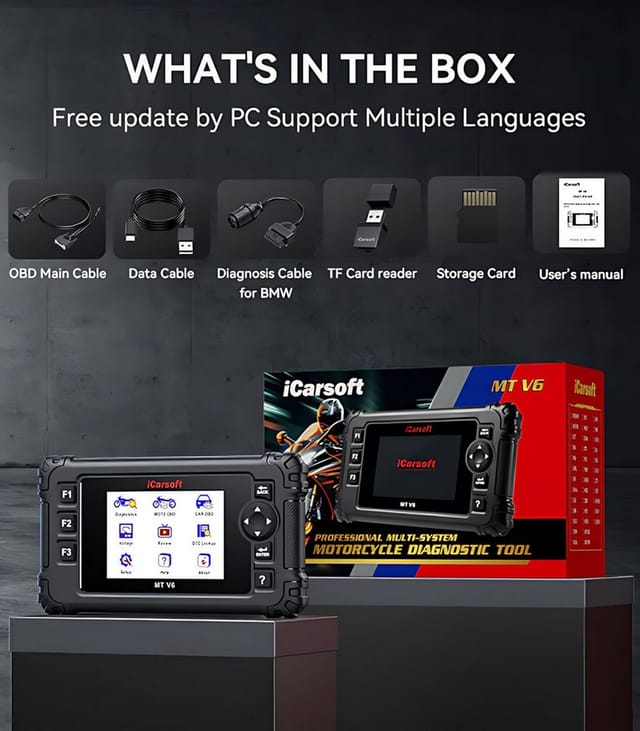 iCarsoft OBD2-Diagnosegerät MT V6 für BMW Motorräder OBD Scanner inkl. Adapter +Updates