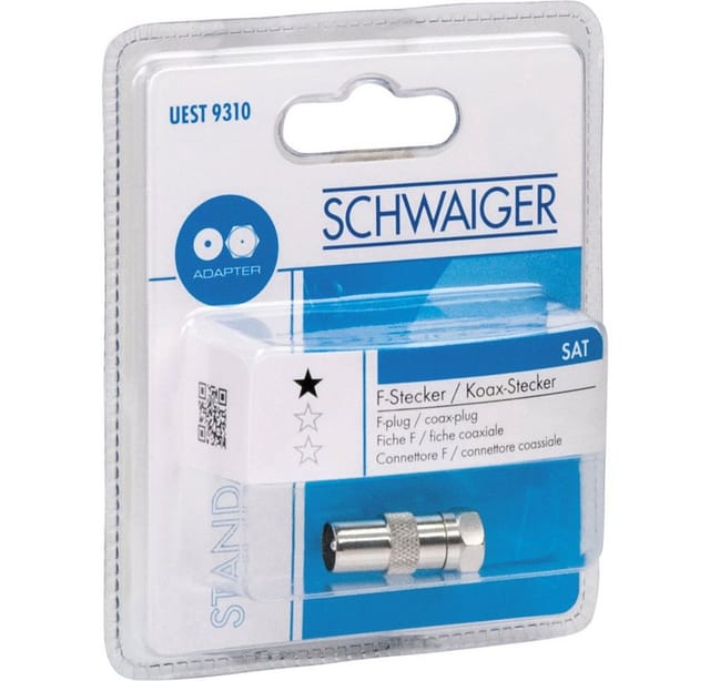 Schwaiger Schwaiger UEST9310531 F-Koax-Adapter Anschlüsse: F-Stecker, Koax-Stec SAT-Kabel