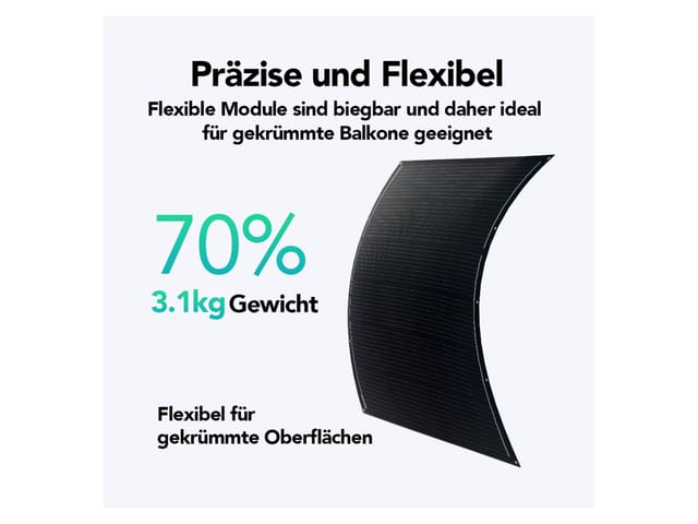 VALE GMBH Balkonkraftwerk 900Wp/800W, flexible Solarmodule, Full Black, WiFi, inkl. Befestigungsset