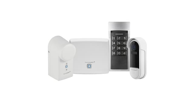 Homematic IP Smart Home Set mit Starter Set Mini Zutritt, Keypad und Video-Türklingel, HmIP-SK25, HmIP-WKP und HmIP-CODB