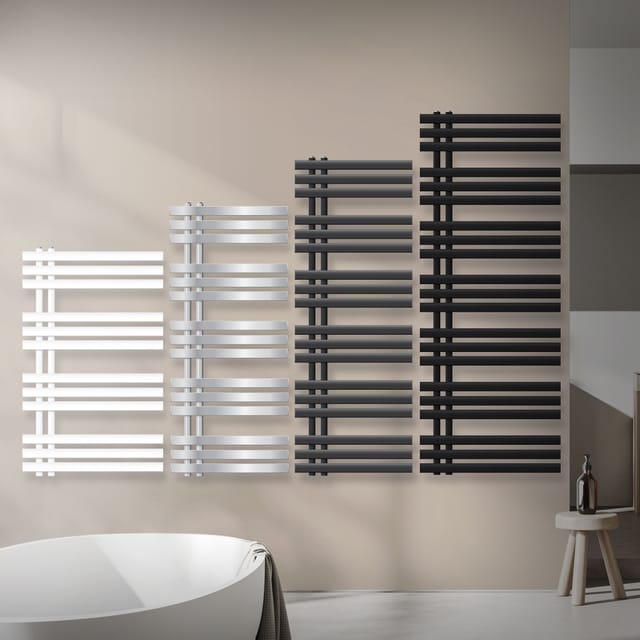 LuxeBath Badheizkörper Iron EM 600x1000 mm Weiß mit Thermostat Durchgang Boden
