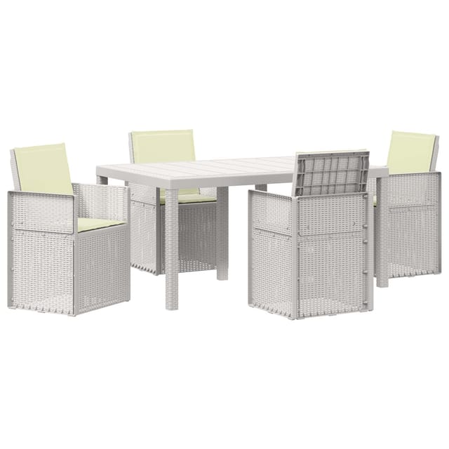 vidaXL Garten Essgruppe mit Kissen 5 Stk Weiß und Creme PP 3430063