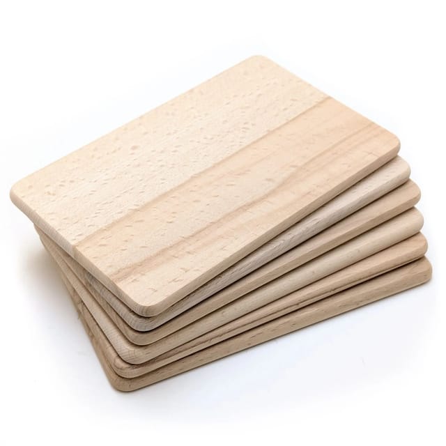 HolzFee Frühstücksbrettchen Holz Set 6-teilig Vesperbrettchen Vollholz Buche 22 x 14 x 1 cm