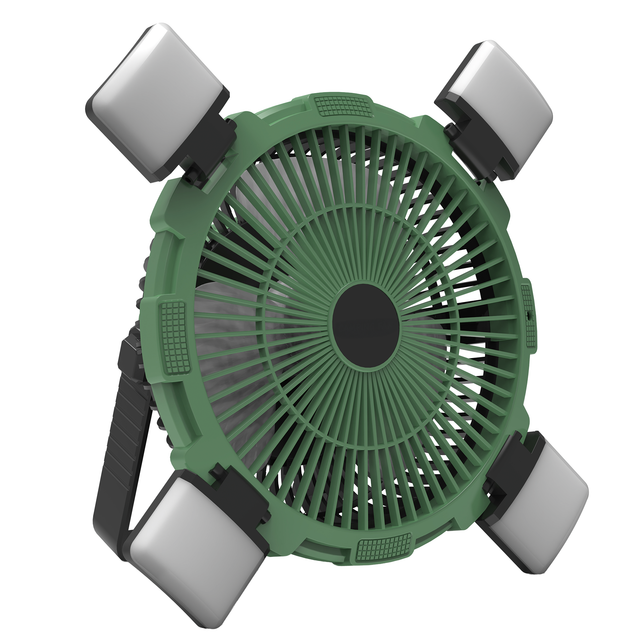 toom Camping-Ventilator grün mit LED-Licht und Fernbedienung Ø 21,5 cm
