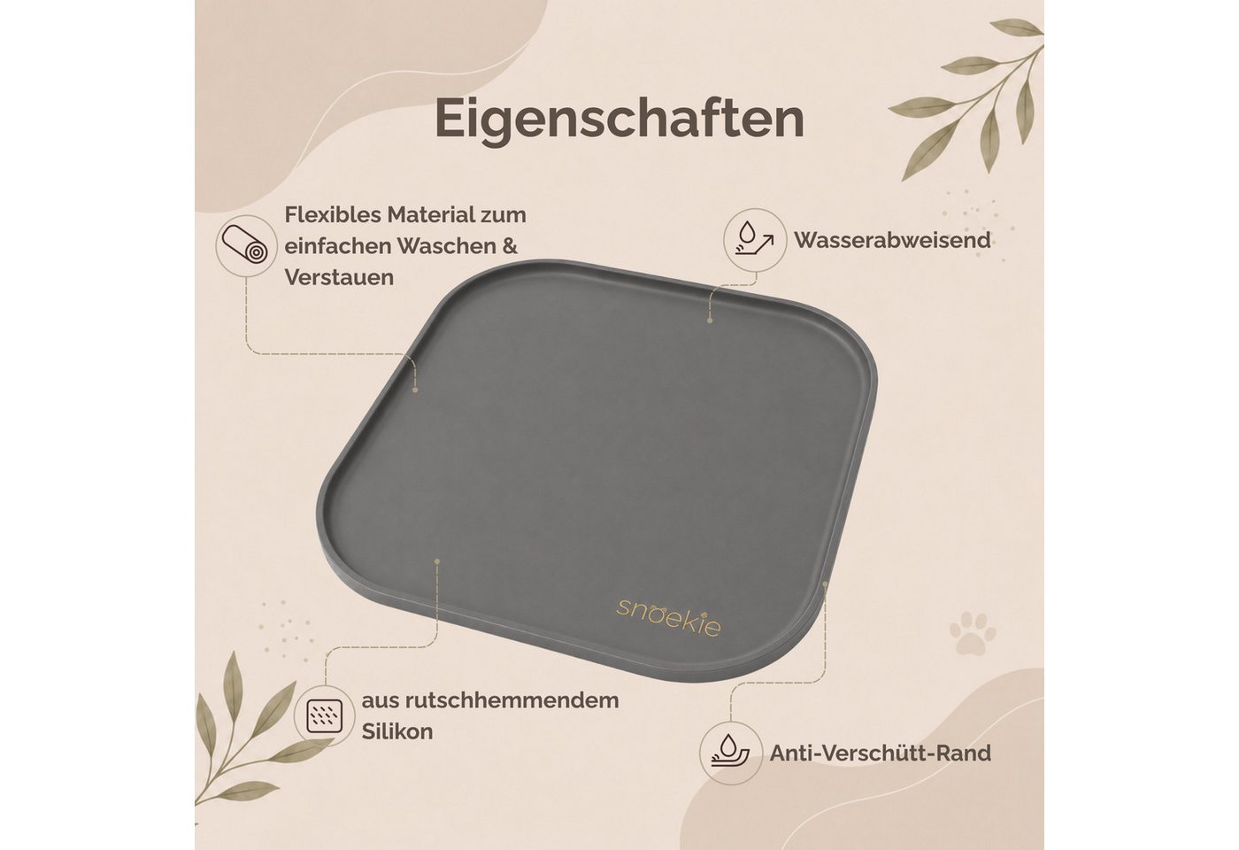 SNOEKIE Napfunterlage SNOEKIE Futtermatte Silikon für Hunde & Katzen 26 x 26 cm, 1-St.