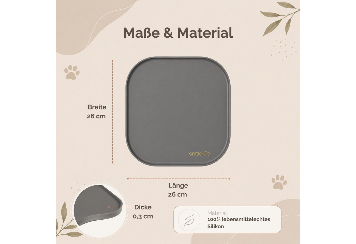 SNOEKIE Napfunterlage SNOEKIE Futtermatte Silikon für Hunde & Katzen 26 x 26 cm, 1-St. Bild 4