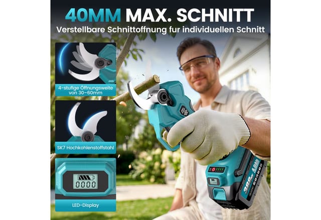 Bundviel Akku-Hochentaster 4-in-1 Bürstenloser Elektro-Kettensäge Teleskop Akku Gartenschere, bis 23,5 m Arbeitshöhe, mit 2× 4000mAh Akku, für Garten Äste Obstgärten