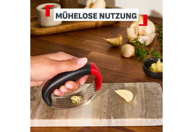 Tefal Knoblauchpresse Ingenio+ (1 St), Edelstahl, Kunststoff, hitzebeständig bis 230°C, spülmaschinenfest, verstärktes Nylon