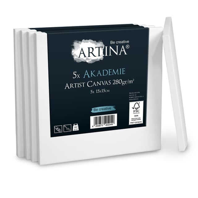 Artina Keilrahmen Leinwand Akademie 15x15cm 5er Set