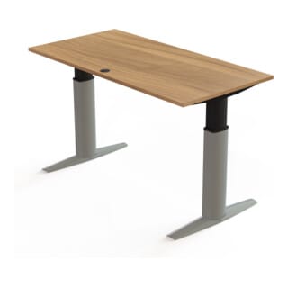 STIER Elektrisch höhenverstellbarer Schreibtisch 501-23 160 x 80cm Nussbaum/Silber melaminbeschichtet 68-120cm