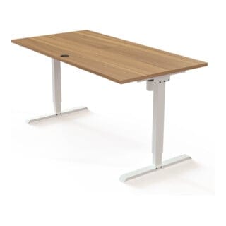 STIER Elektrisch höhenverstellbarer Schreibtisch 501-20 160 x 80cm Nussbaum Weiß