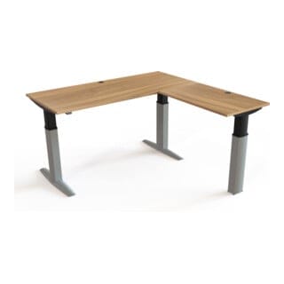 STIER Eck-Schreibtisch 501-23 elektrisch höhenverstellbar 180 x 180cm Nussbaum melaminbeschichtet 68-120cm