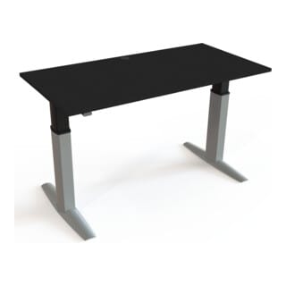 STIER Elektrisch höhenverstellbarer Schreibtisch 501-23 160 x 80cm Schwarz/Silber melaminierte Platte 68-120cm