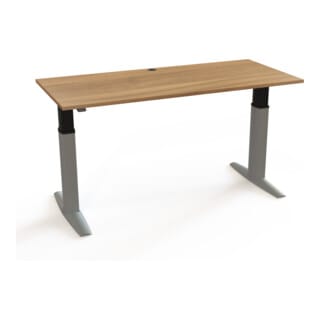STIER Schreibtisch 501-23 elektrisch höhenverstellbar 180 x 80cm Nussbaum/Silber melaminbeschichtet 68-120cm