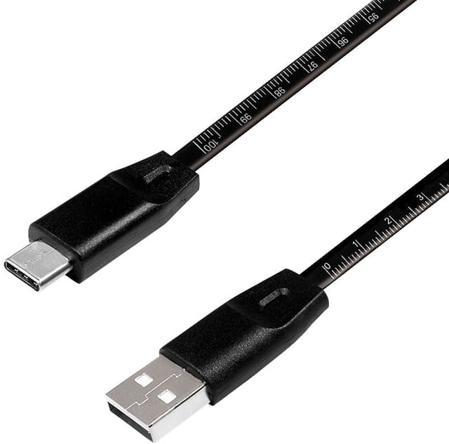 LOGILINK CU0157 - Sync- & Ladekabel, USB-A -> C, 1,0 m, lineal, schwarz