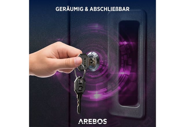 Arebos Aktenschrank Büroschrank Materialschrank Stahlschrank 140x90x40 cm (Stück, schwarz) Max. Belastbarkeit: 40 kg / je Fach