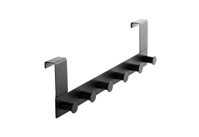 SO-TECH® Türgarderobe Garderobenleiste LINEA 380 x 110 mm, mit 6 Haken Türhaken, (Spar-Set, 2-St), Edelstahl schwarz matt, für Türen mit Falz max. 16 mm