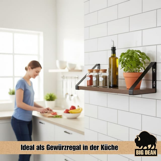 BigDean Wandregal 3er Set Wandregal Wall Shelf 2 Montagemöglichkeiten 30/35/40 cm, Set 1-tlg., Vintage Look, 2 Montage Möglichkeiten